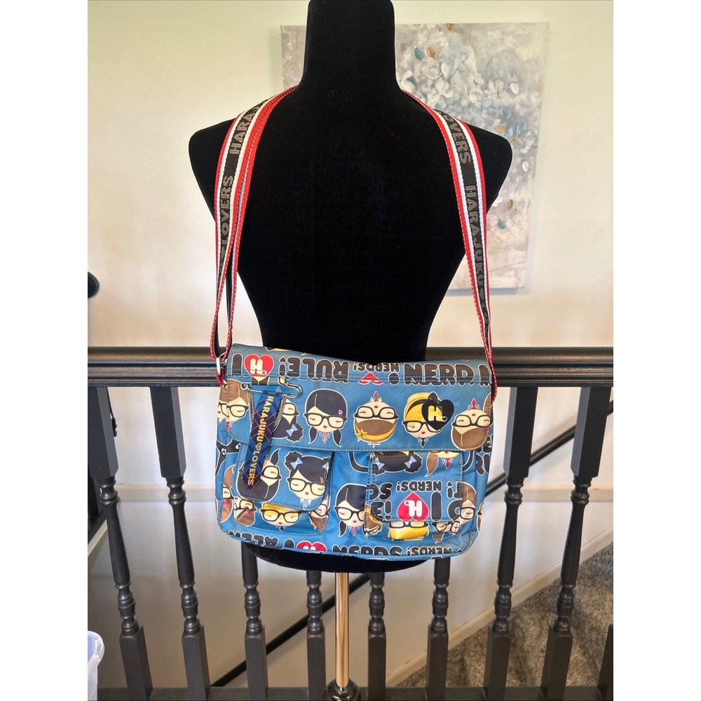 Harajuku Lovers Gwen Stefani Nerds Rule Blue Messenger Crossbody Bag Y2K Graphic